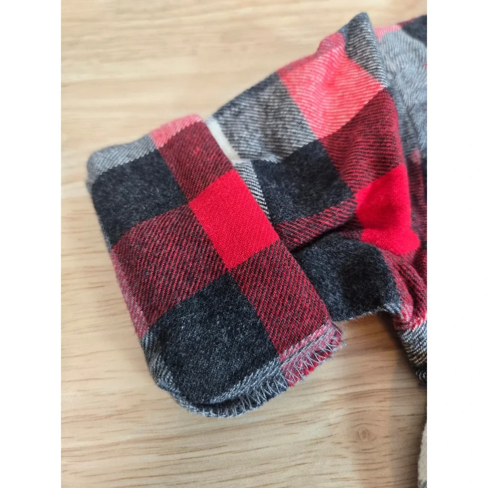 OshKosh B'gosh Baby Boy Red Black Plaid Flannel Bodysuit 9M 157434 D617